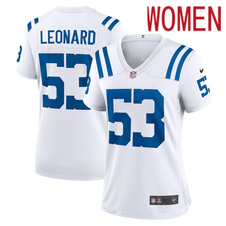 Women Indianapolis Colts #53 Darius Leonard Nike White Away Game NFL Jersey->women nfl jersey->Women Jersey
